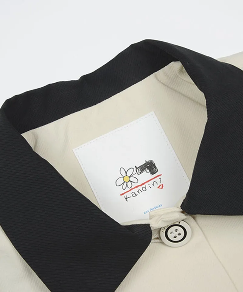 KANDINI Classic Contrast Collar Button-Up Vest - Cream