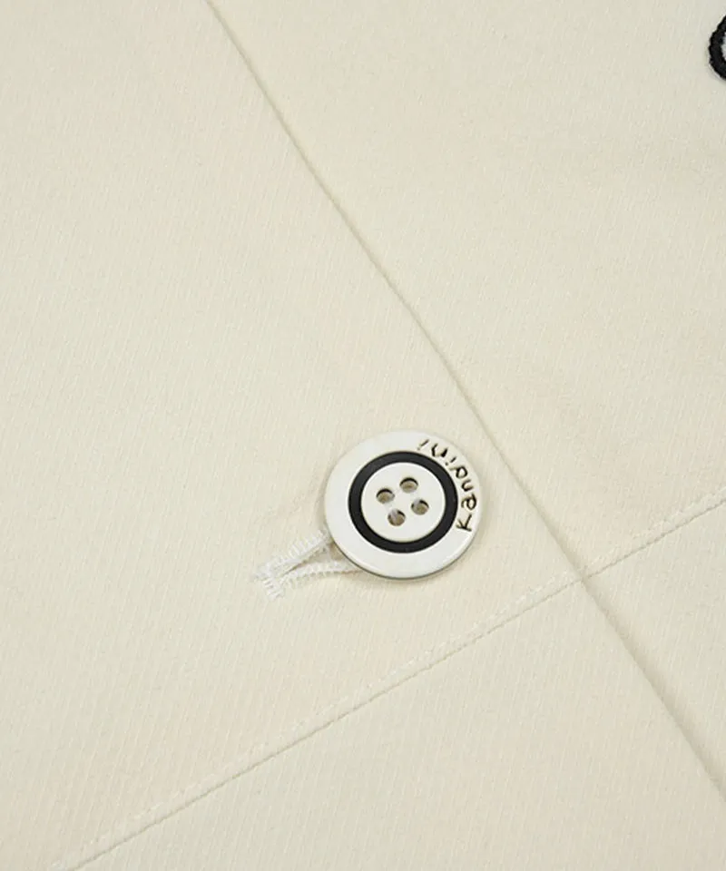 KANDINI Classic Contrast Collar Button-Up Vest - Cream