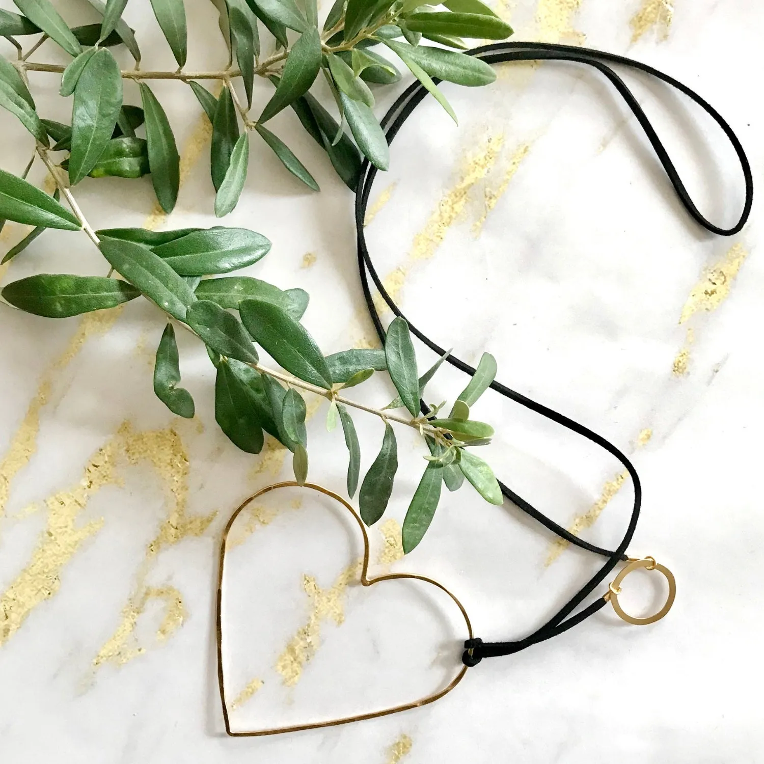 Karen - Open heart 24K gold pendant necklace