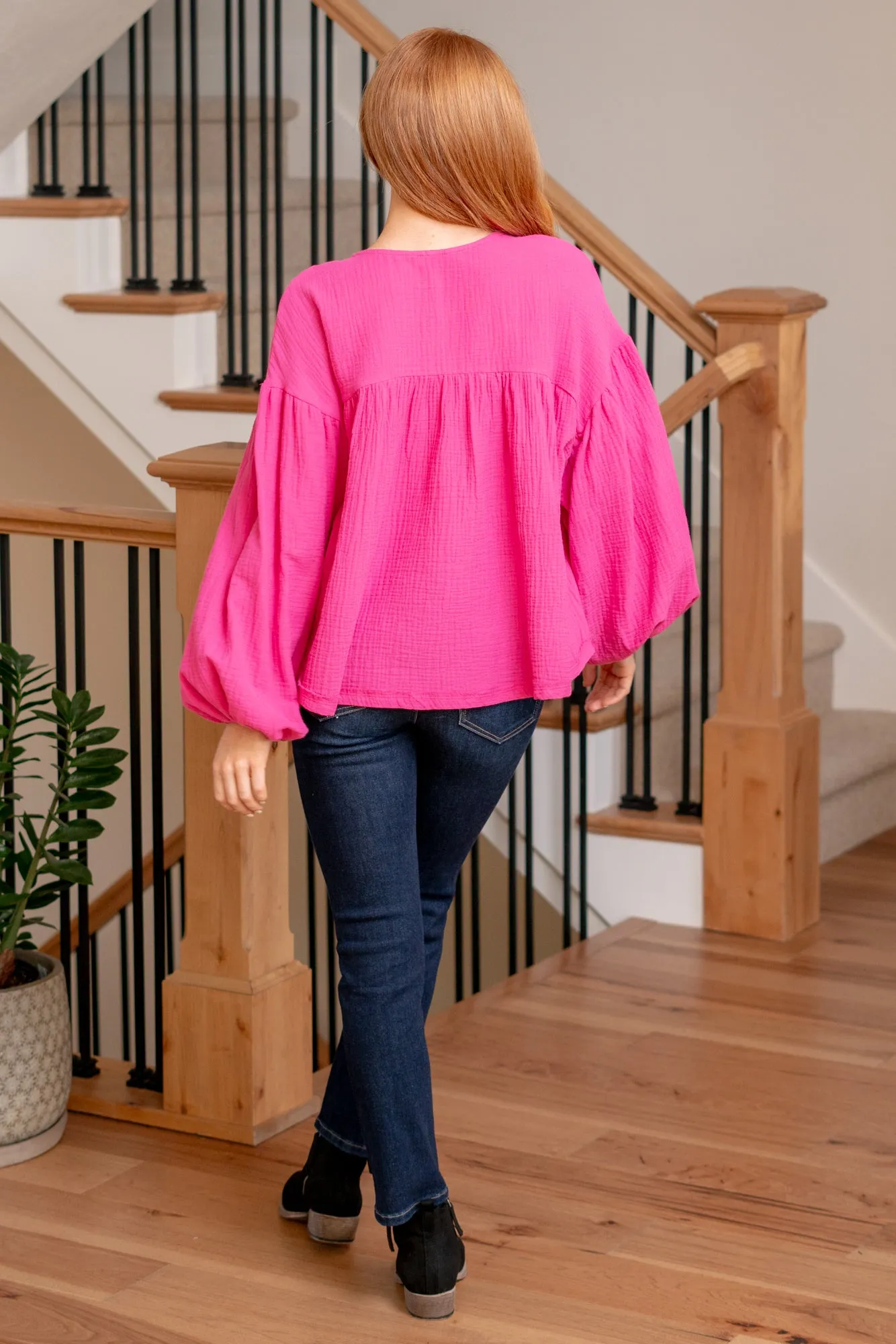 Katherine Shirring Blouse - Pink