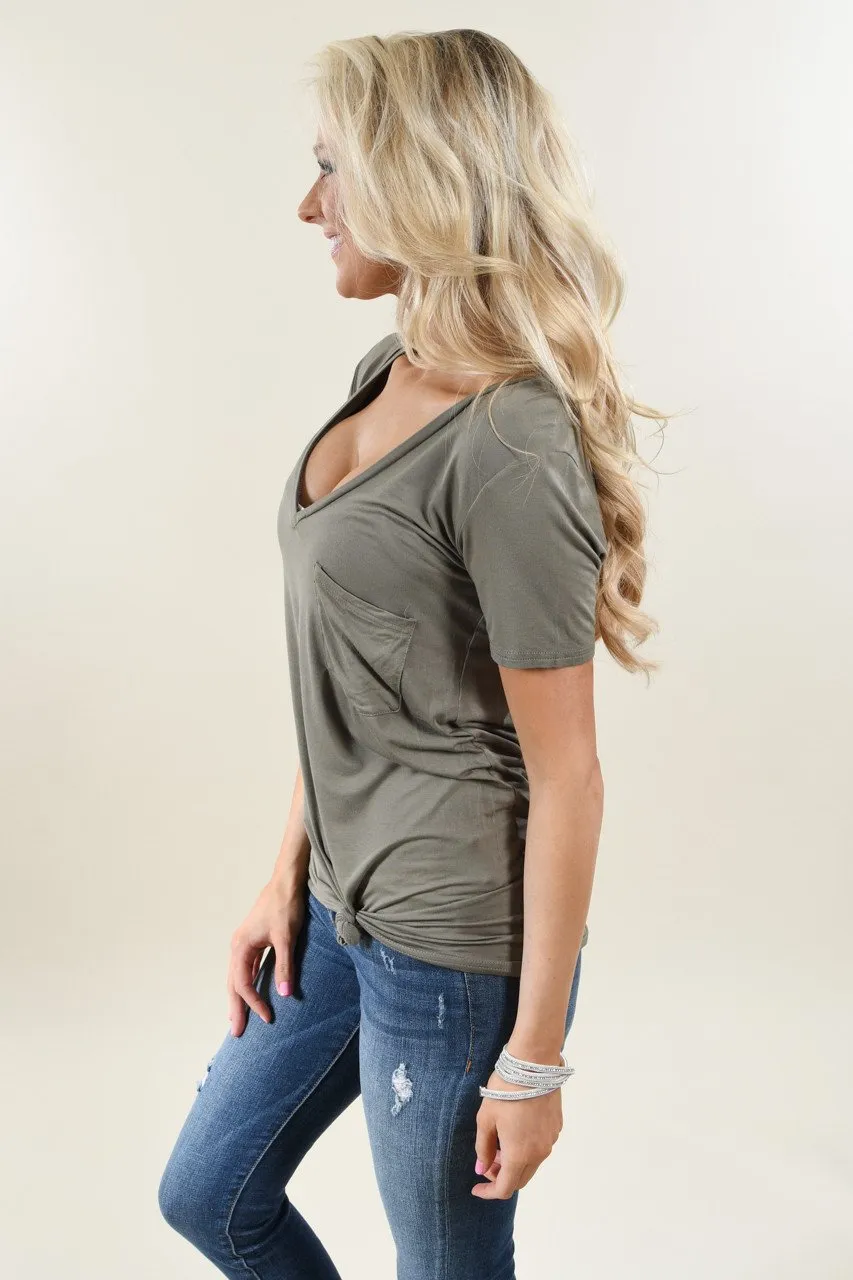 Keeping You Forever Pocket Top ~ Olive