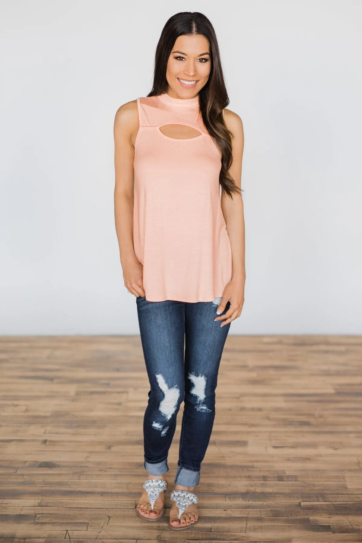 Key to My Heart Tank Top ~ Peach