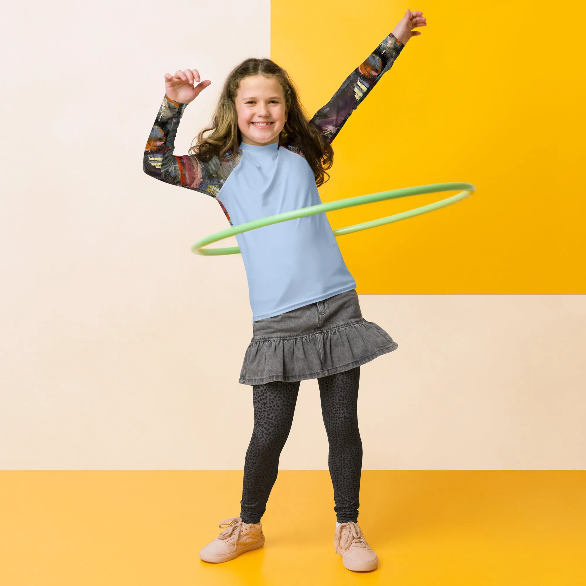 Kids Rash Guard Blue with "Crazy Town" Arms