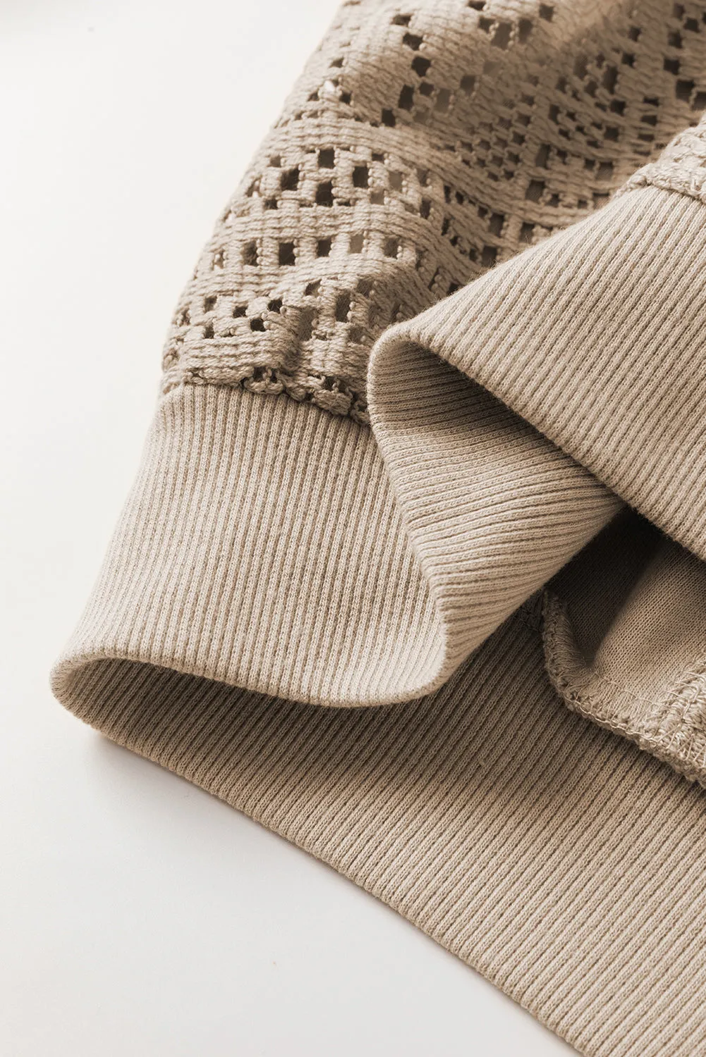 Knit Crochet Ribbed Trim Sweatshirt