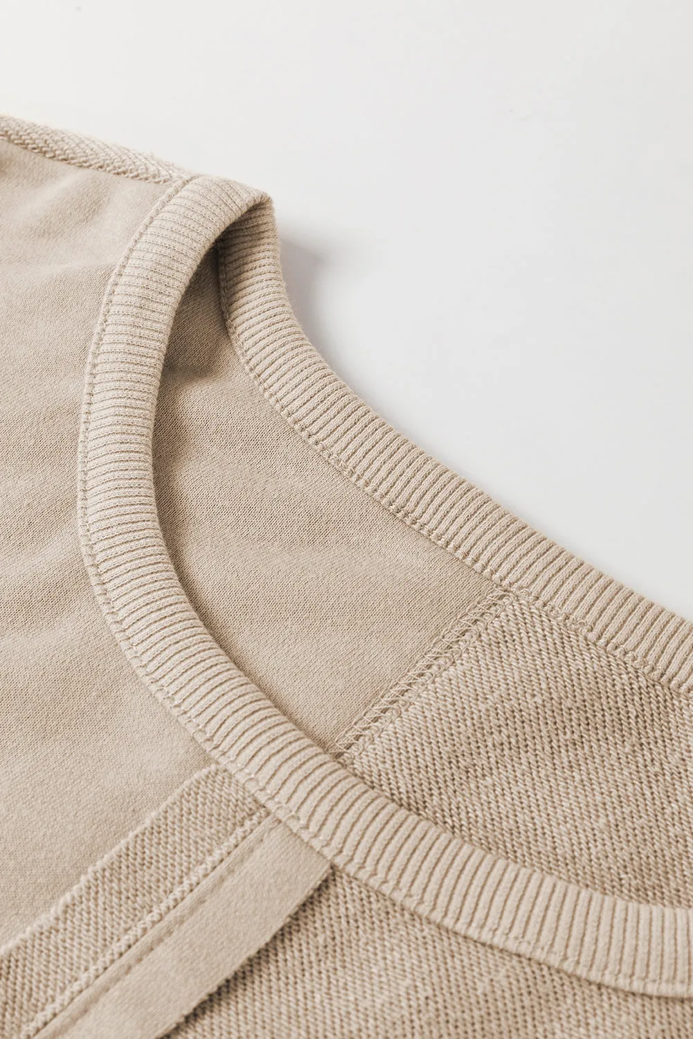 Knit Crochet Ribbed Trim Sweatshirt