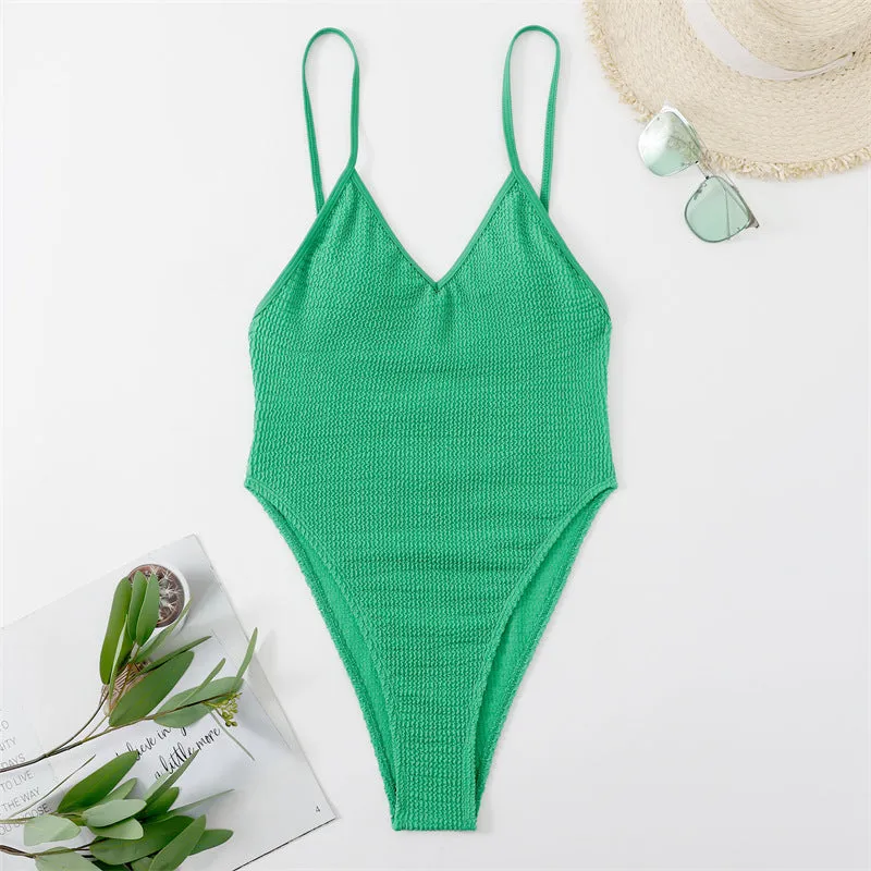 Ladies Deep V Bikini One Piece Swimsuit trendy