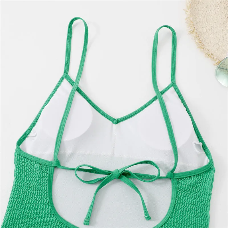Ladies Deep V Bikini One Piece Swimsuit trendy