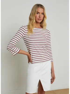 L'Agence Lucille Striped Boatneck Top in Red/Navy/White