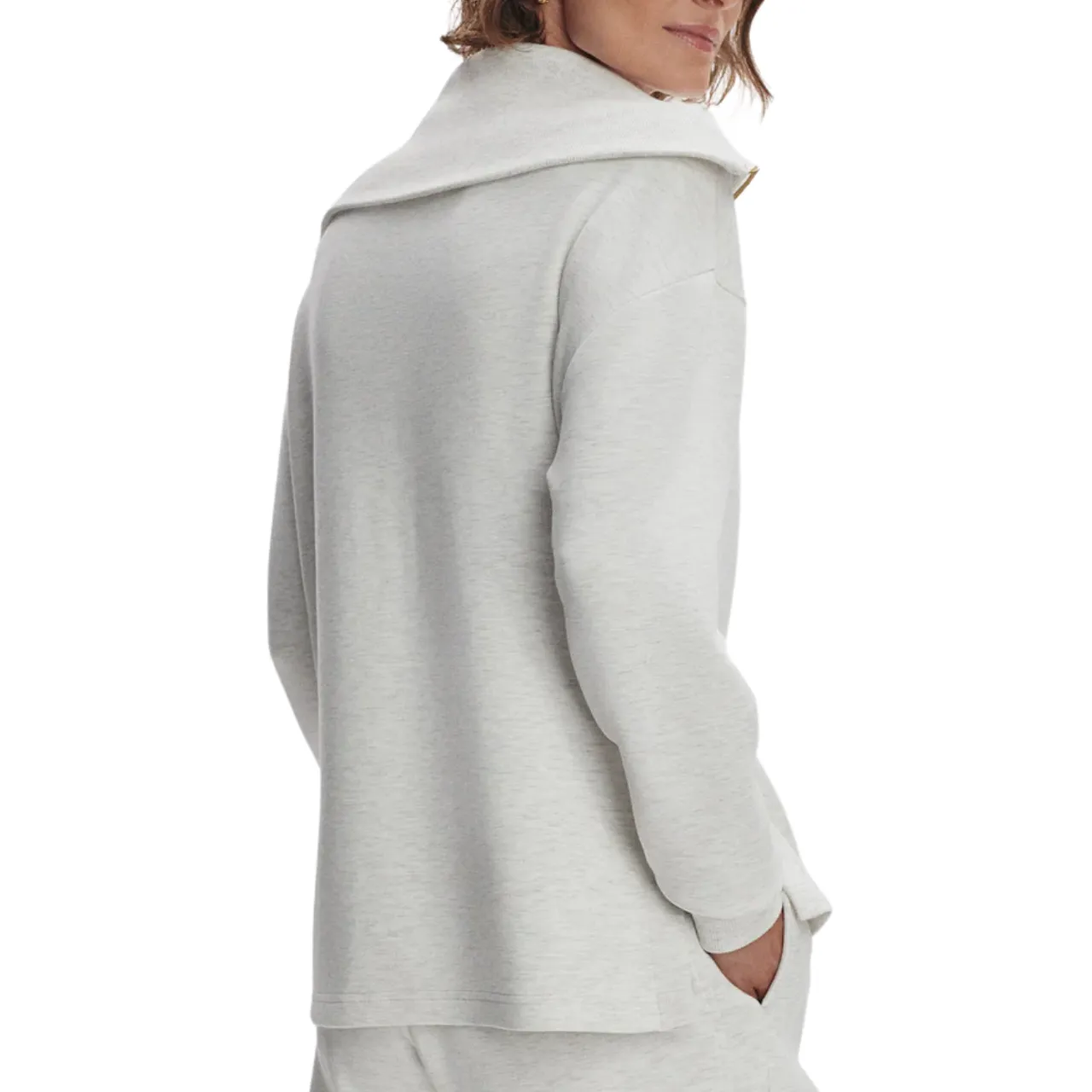 Larson Half Zip Sweat Ivory Marl