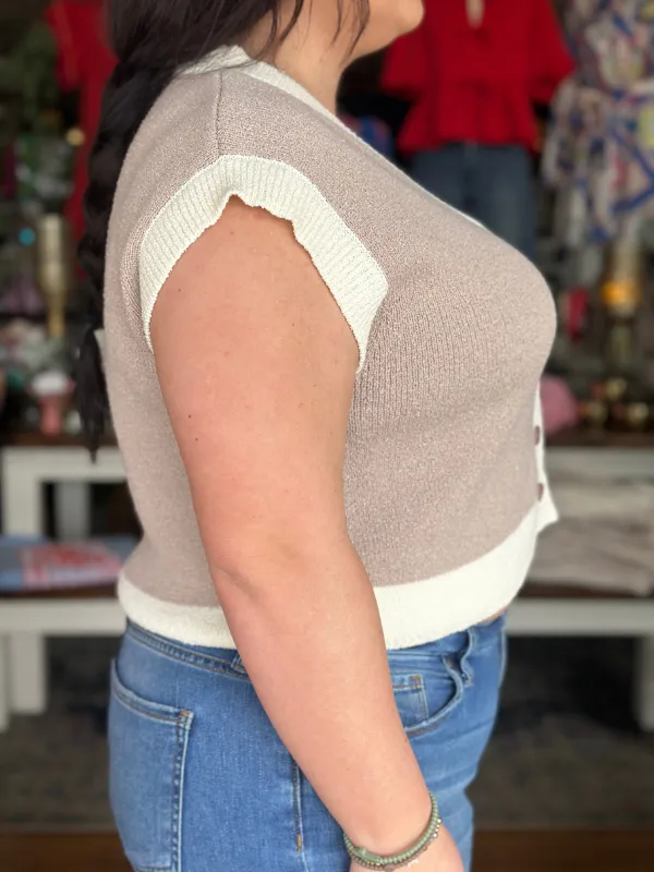 Latte   Cream Button Top
