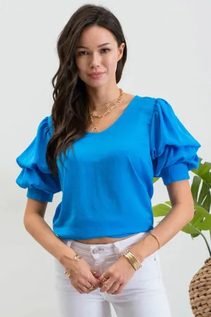 Layered Balloon Sleeve Top