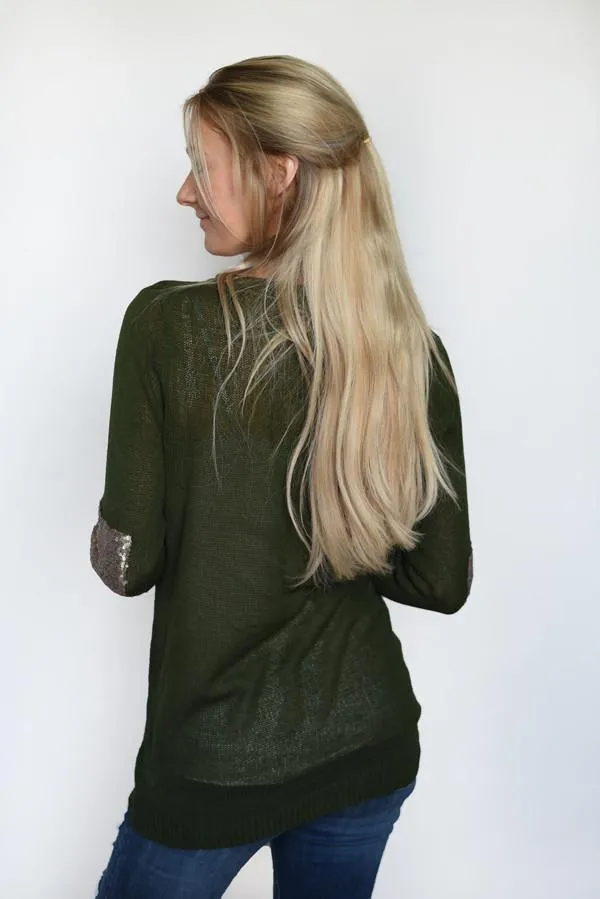 Leave a Little Sparkle Top - Olive