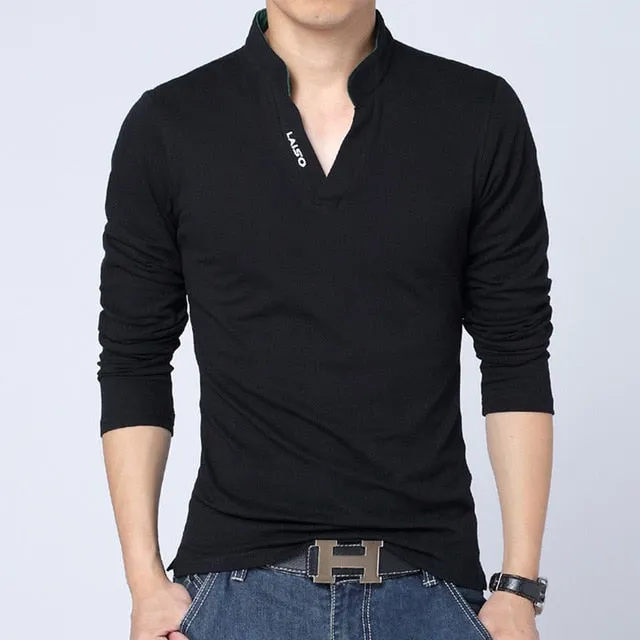 LEFT ROM 2019 fashion men Pure color leisure Long sleeve Polo shirt/high-grade male Pure cotton comfortable Slim fit Polo shirt