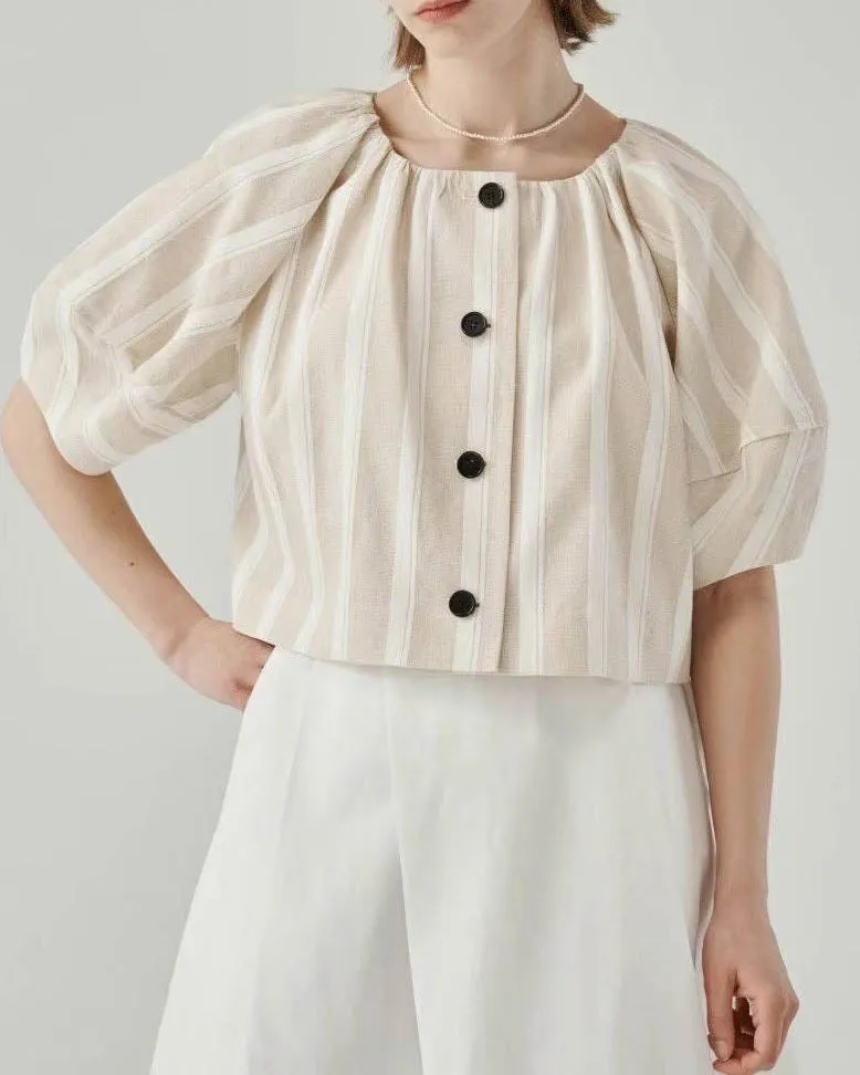 LEIF TOP BEIGE STRIPE