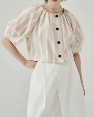 LEIF TOP BEIGE STRIPE