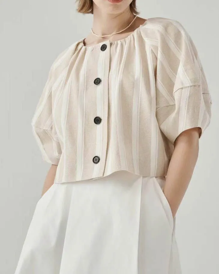 LEIF TOP BEIGE STRIPE