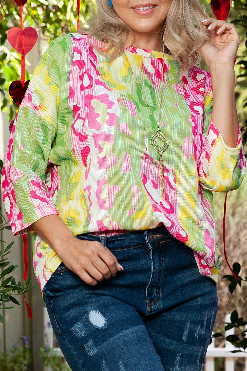 Leopard Color Block Plus Size T Shirt