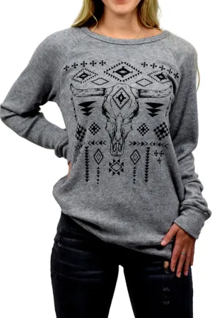 Liberty Wear Collection Tops: Black Tone Steer Skull