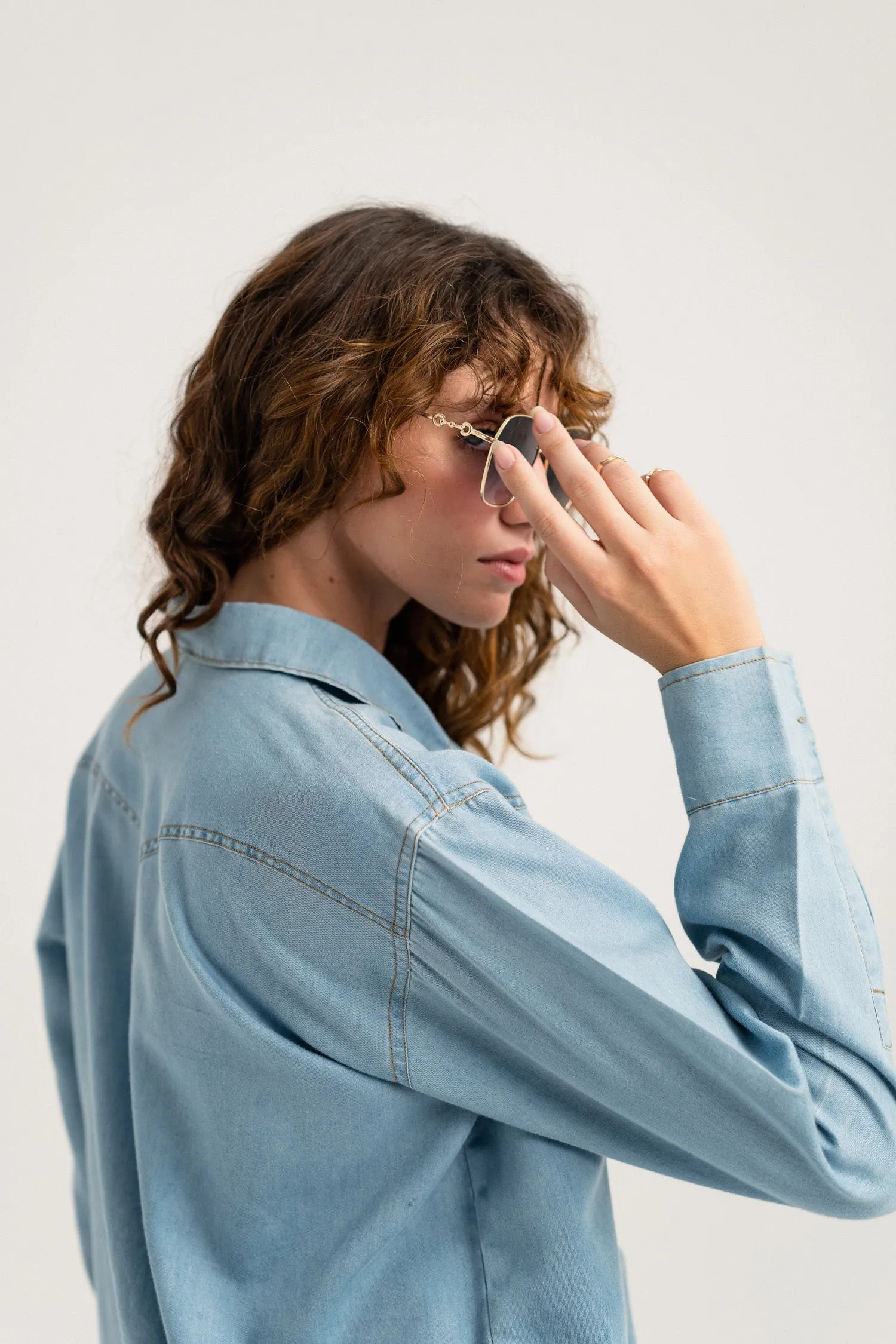 Light Blue Regular Fit Chambray Shirt