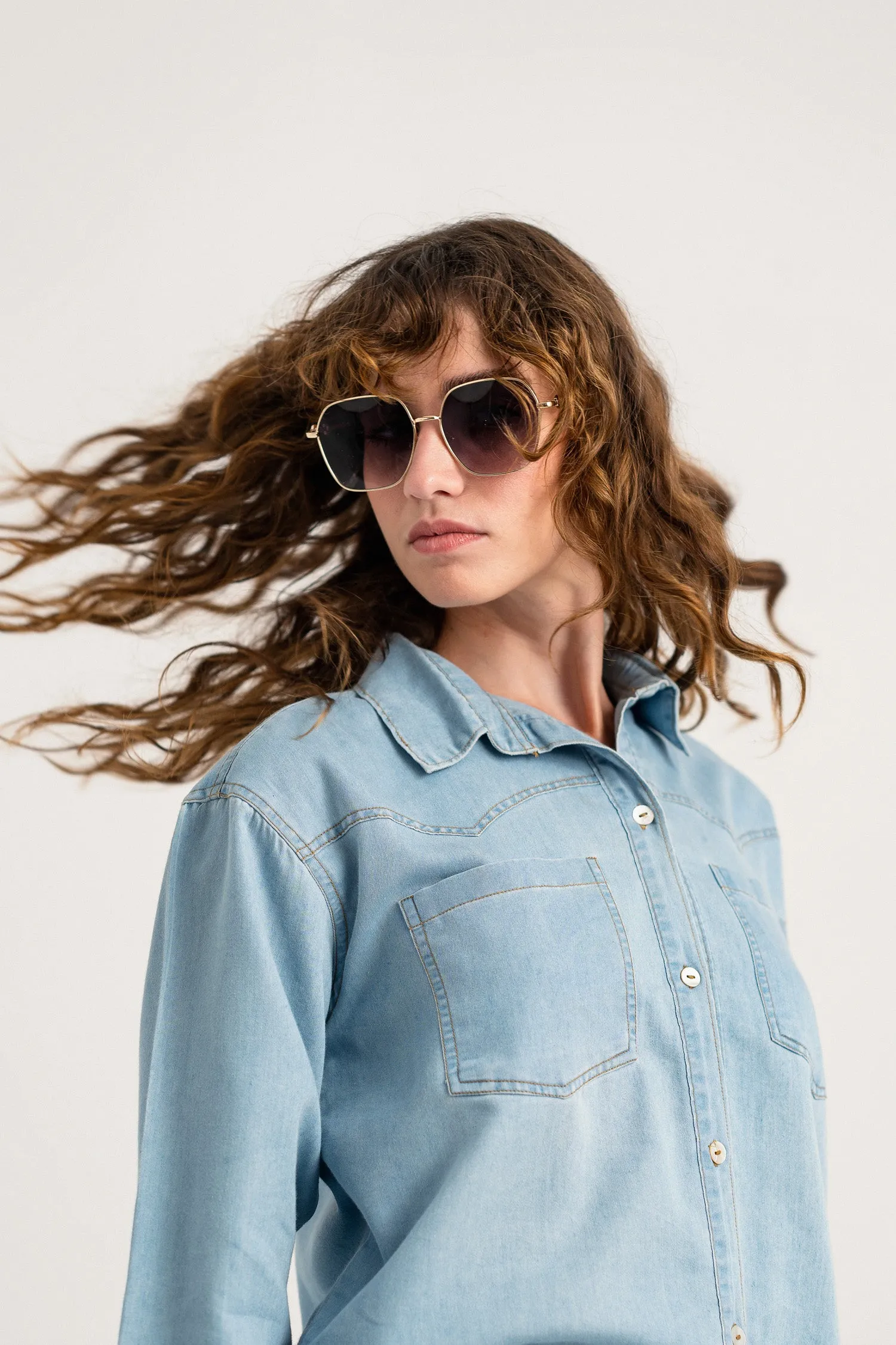 Light Blue Regular Fit Chambray Shirt