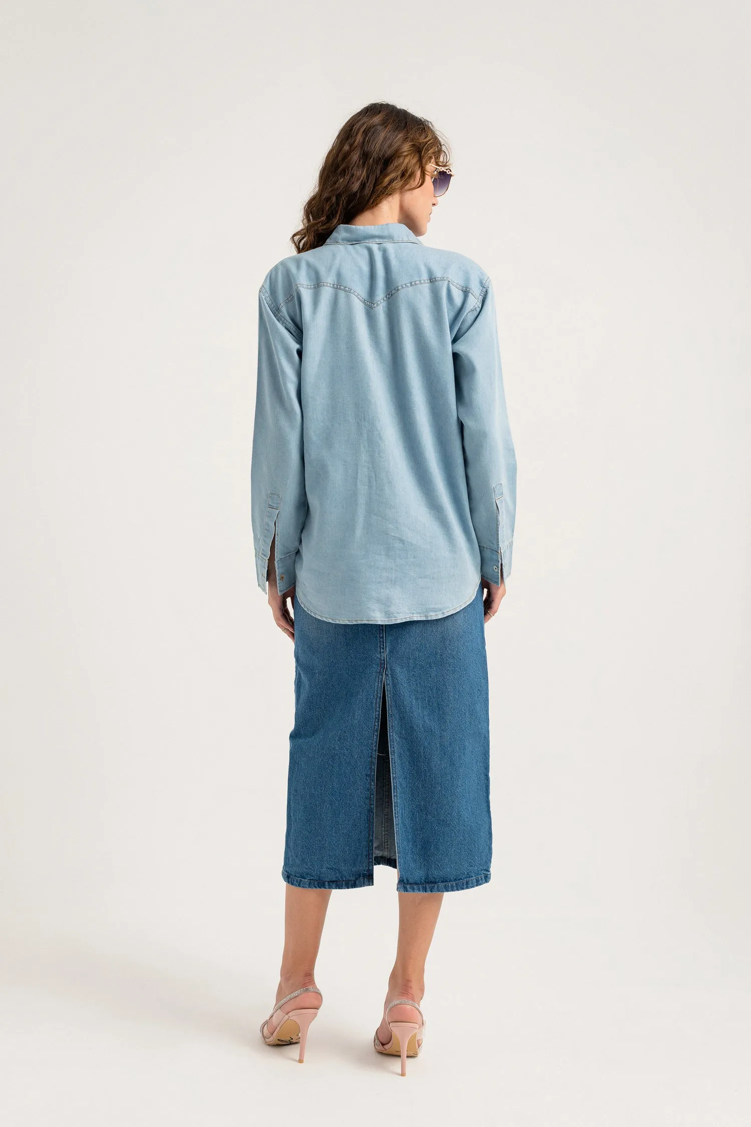 Light Blue Regular Fit Chambray Shirt