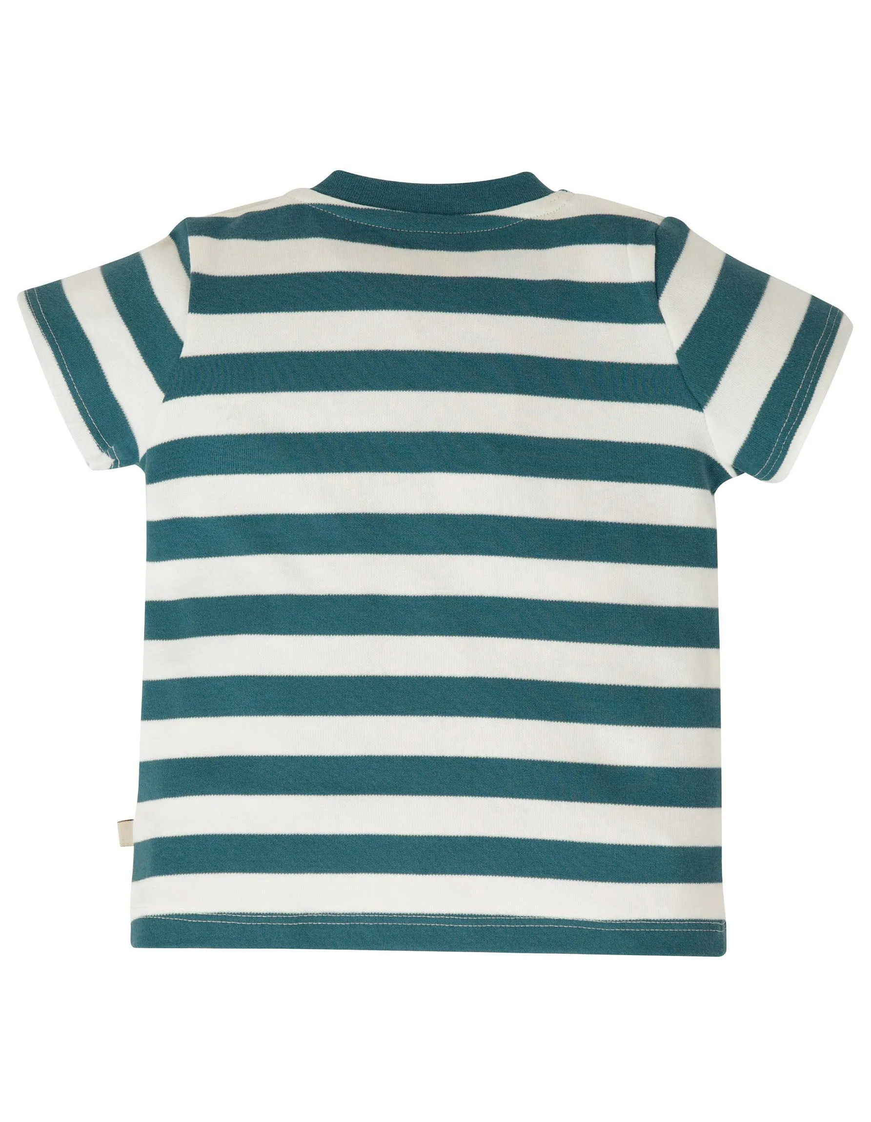 Little Wheels Applique Top - Steely Blue Stripe/Tractor