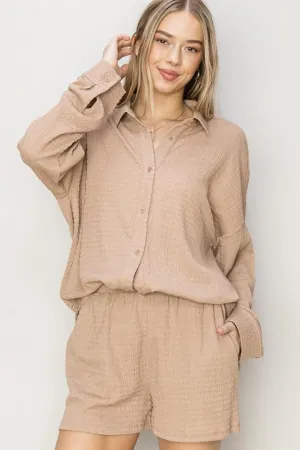 LIVIN’ THE DREAM TOP AND SHORTS SET - TAN