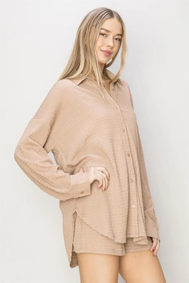 LIVIN’ THE DREAM TOP AND SHORTS SET - TAN