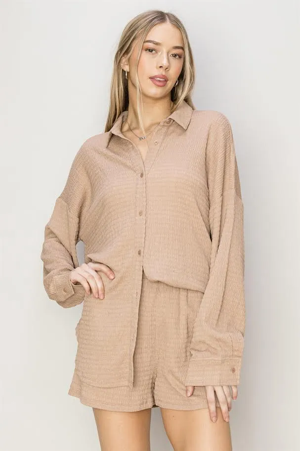 LIVIN’ THE DREAM TOP AND SHORTS SET - TAN