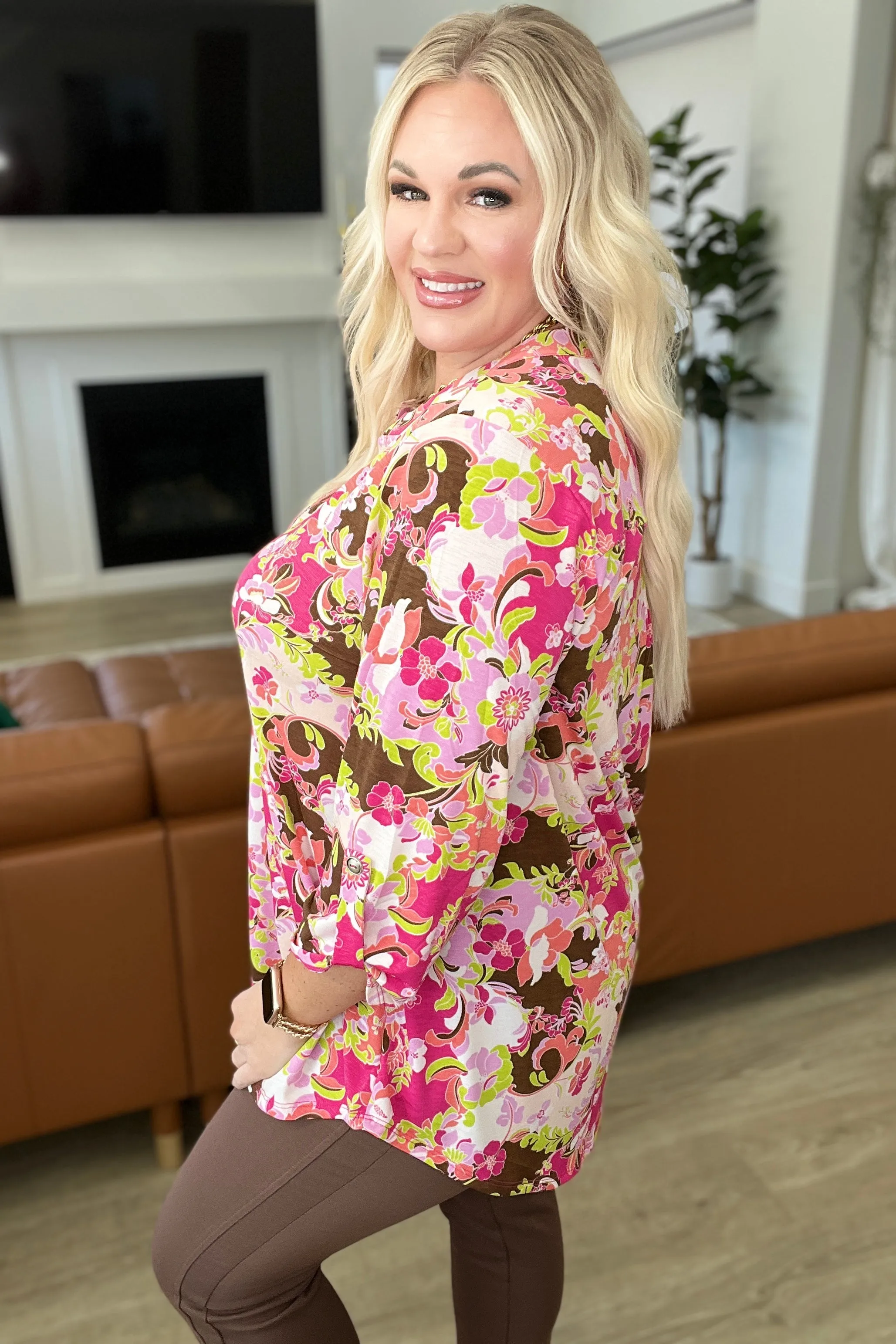 Lizzy Top in Hot Pink & Mocha