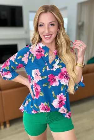 Lizzy Top in Teal & Magenta Floral