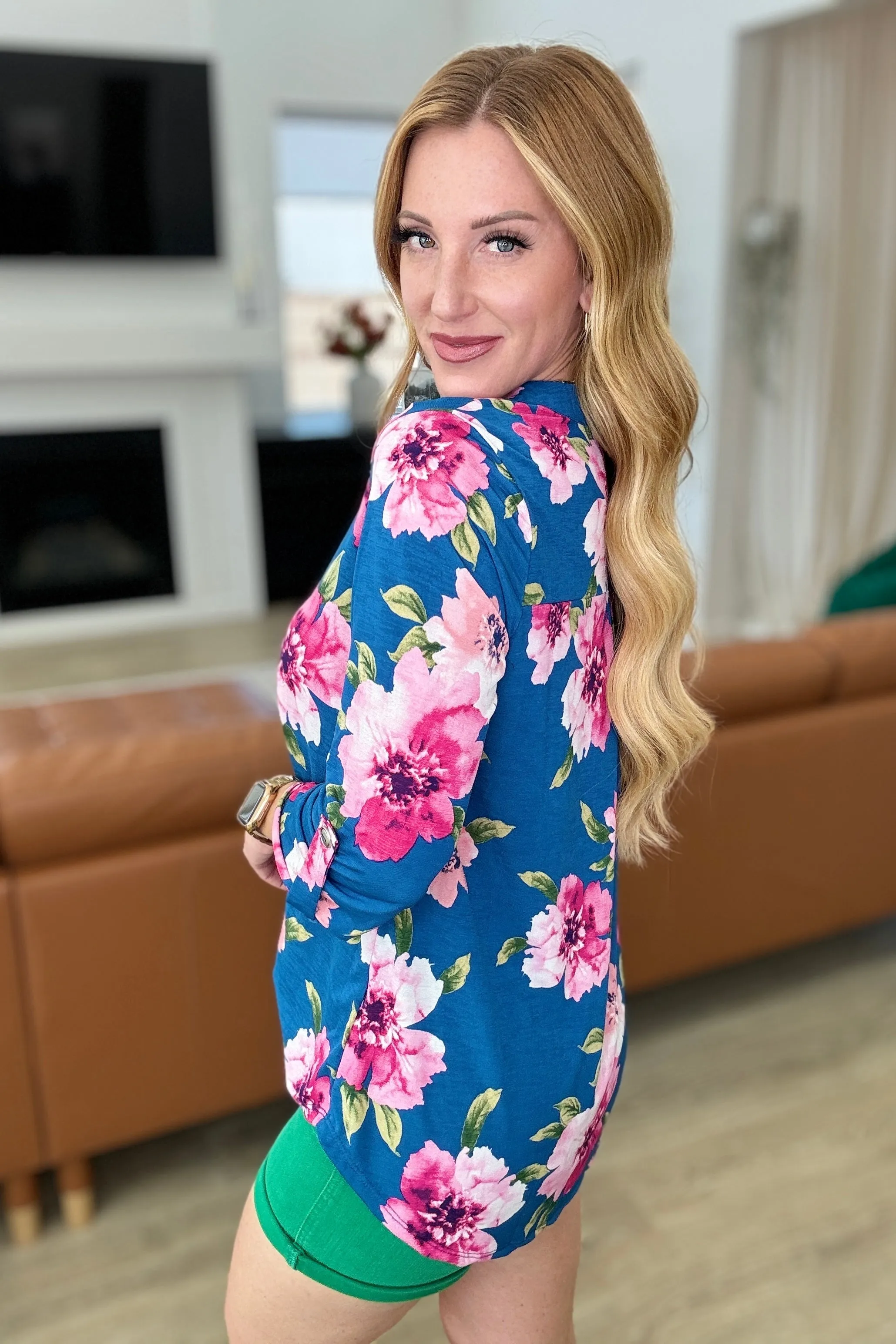 Lizzy Top in Teal & Magenta Floral
