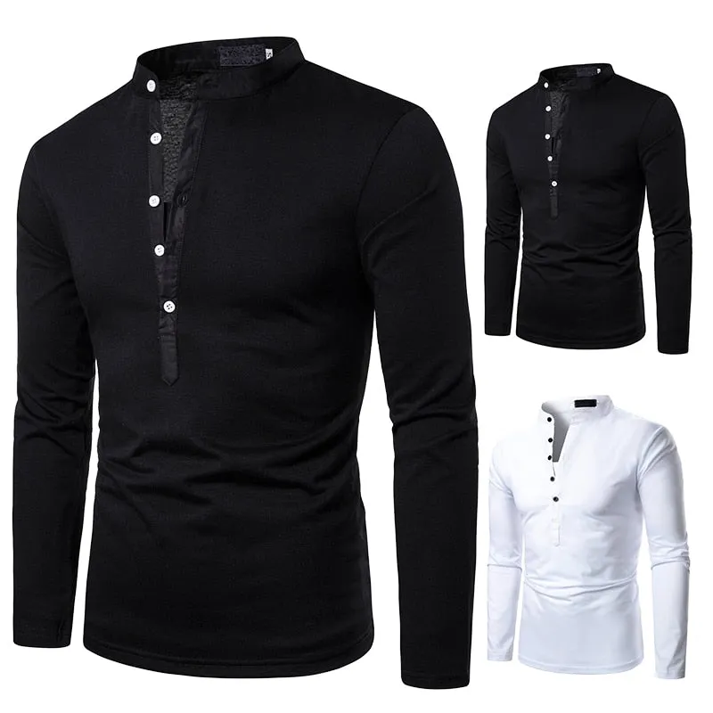 Long Sleeve Collarless Casual Top