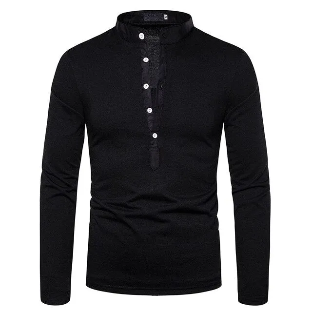 Long Sleeve Collarless Casual Top