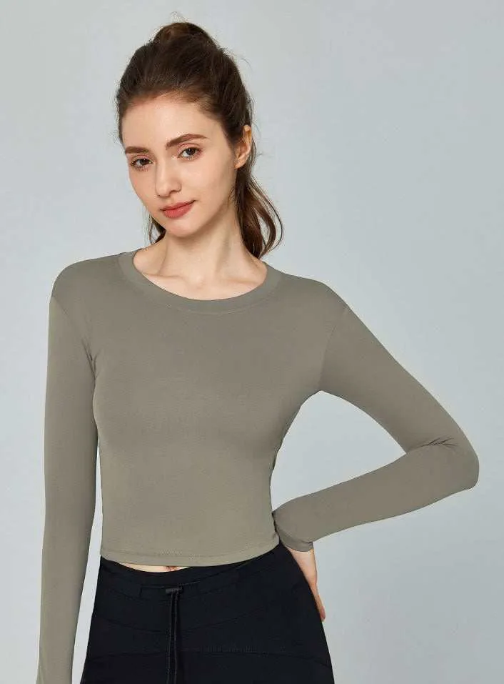 Long Sleeve Cross Backless Sport T-Shirt