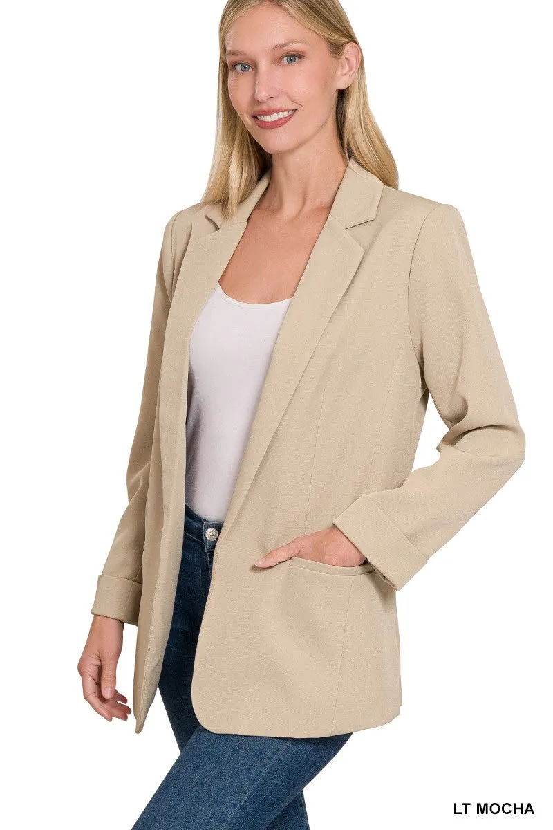 LONG SLEEVE OPEN FRONT CLASSIC BLAZER