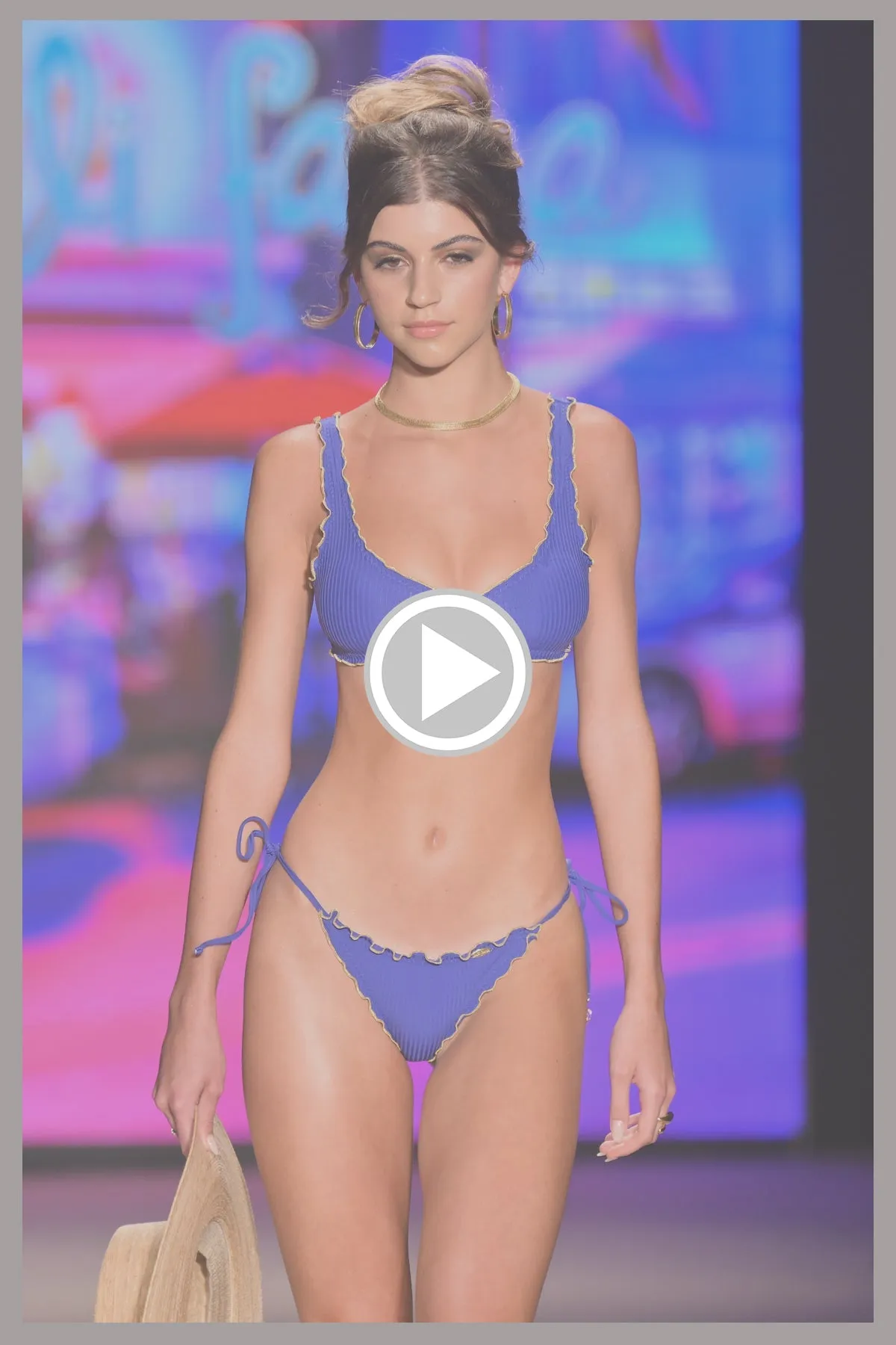 LULI ADORE - Wavy Luxe Tunnel Bandeau Top & Wavy Luxe Stitch Brazilian Tie Side Ruched Back Bottom • Blue Runway