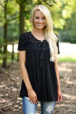 Make a Wish With Me Top -  Black