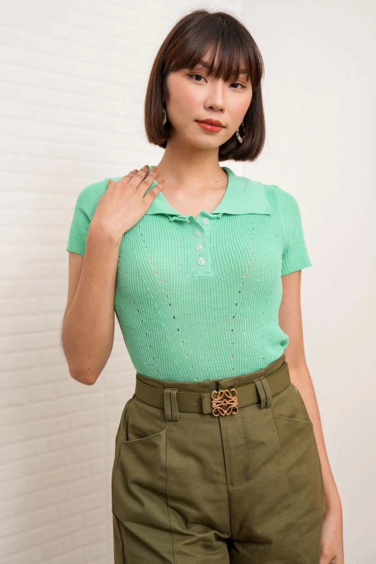 MARISSA Textured Knit Shirt (Green)