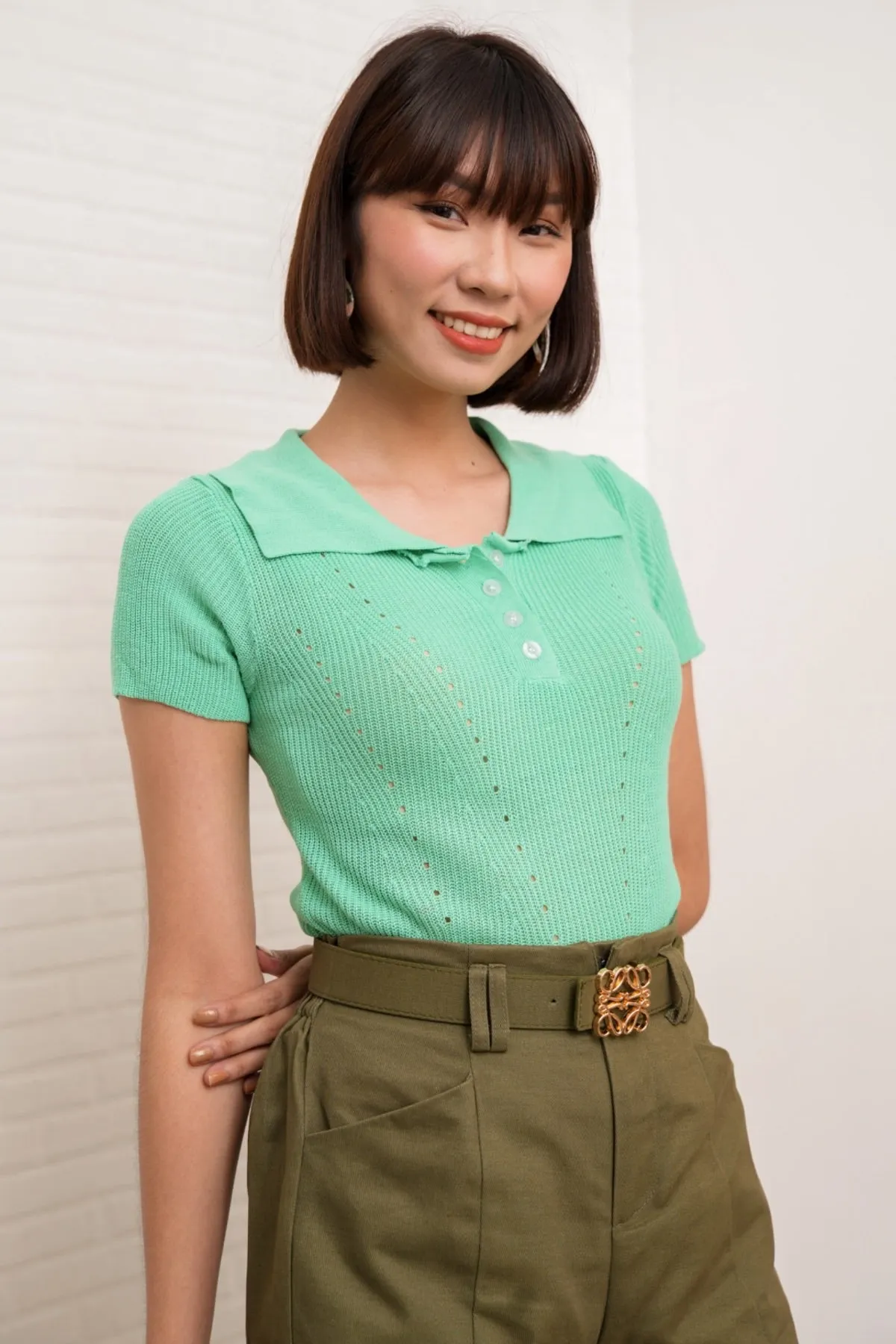 MARISSA Textured Knit Shirt (Green)