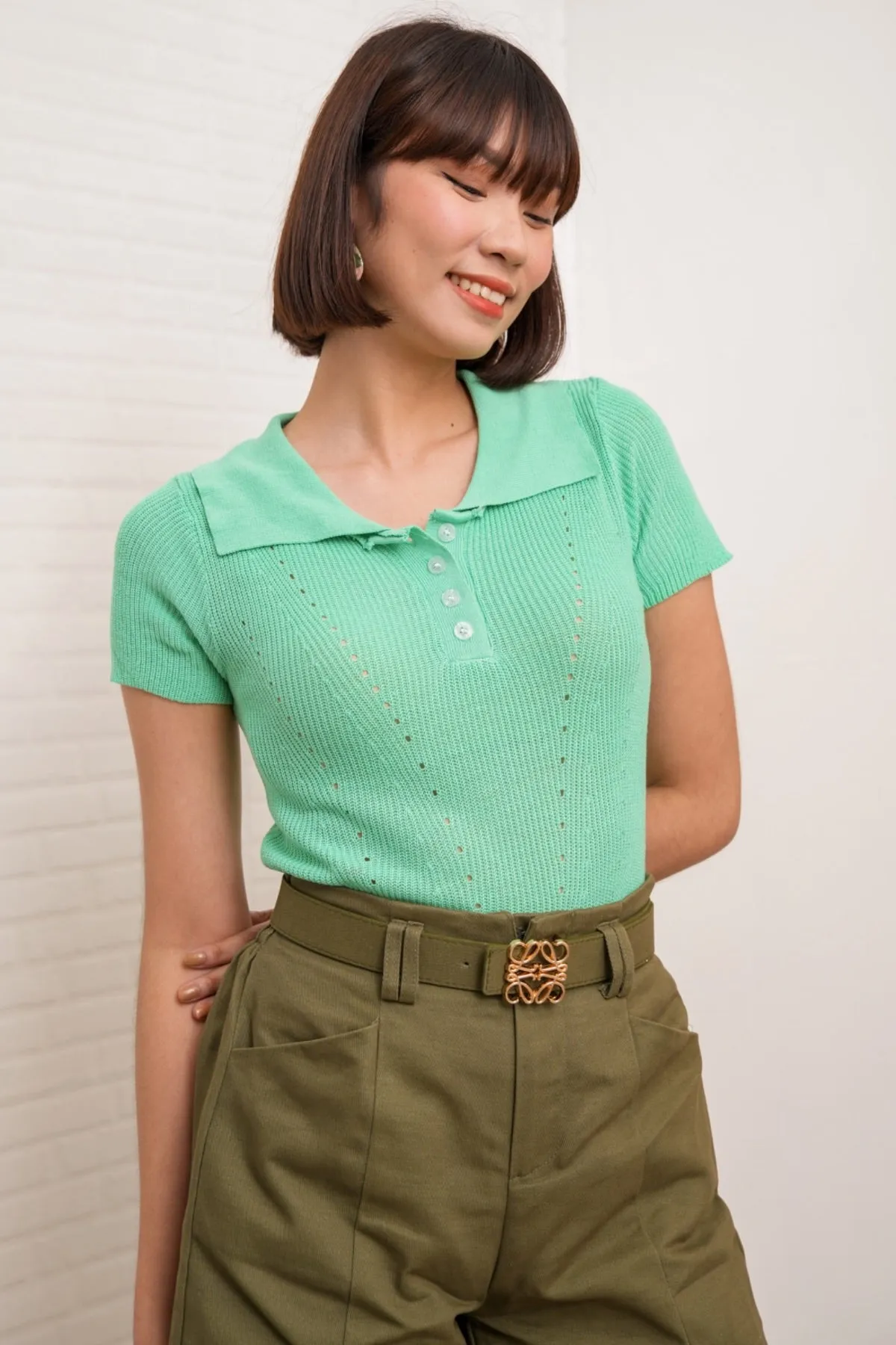MARISSA Textured Knit Shirt (Green)
