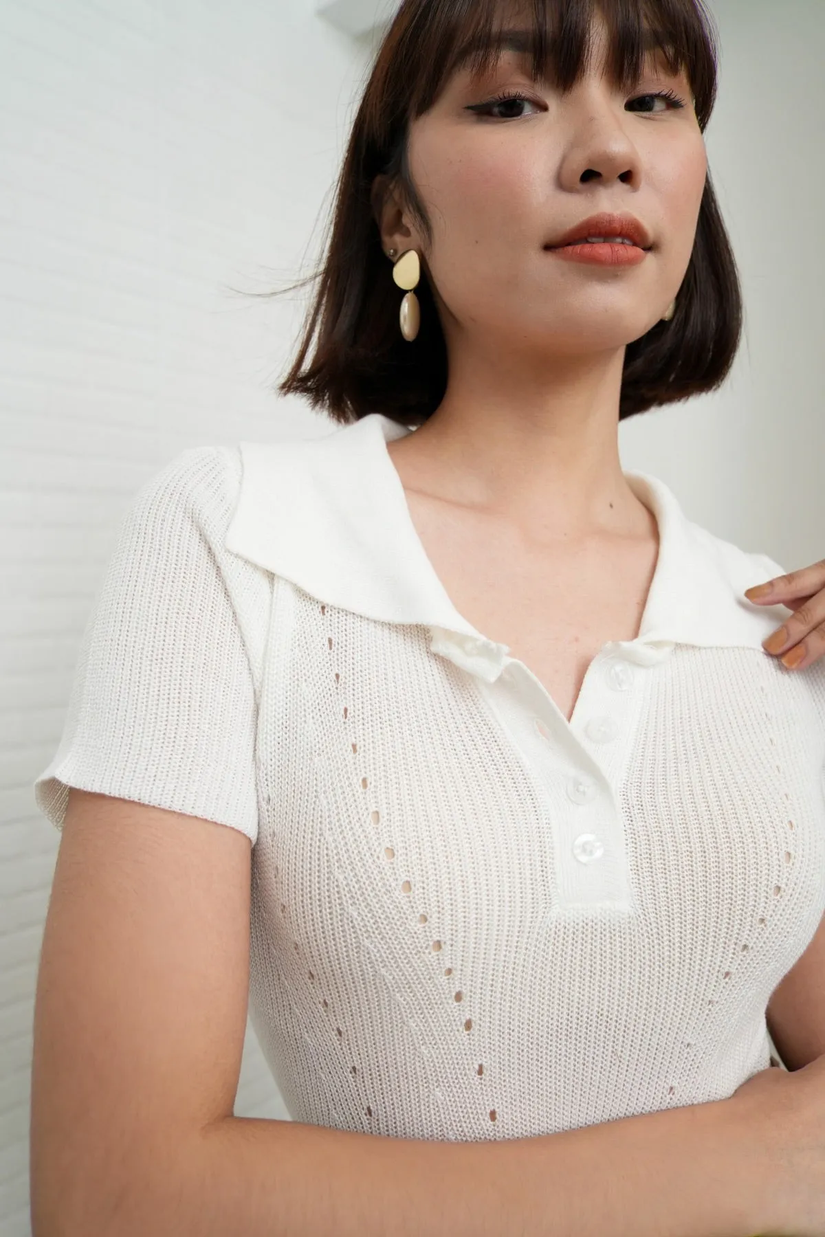 MARISSA Textured Knit Shirt (White)