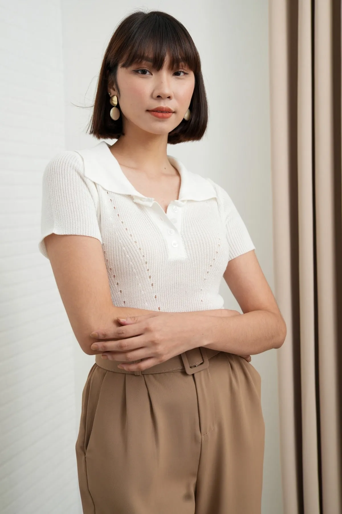 MARISSA Textured Knit Shirt (White)
