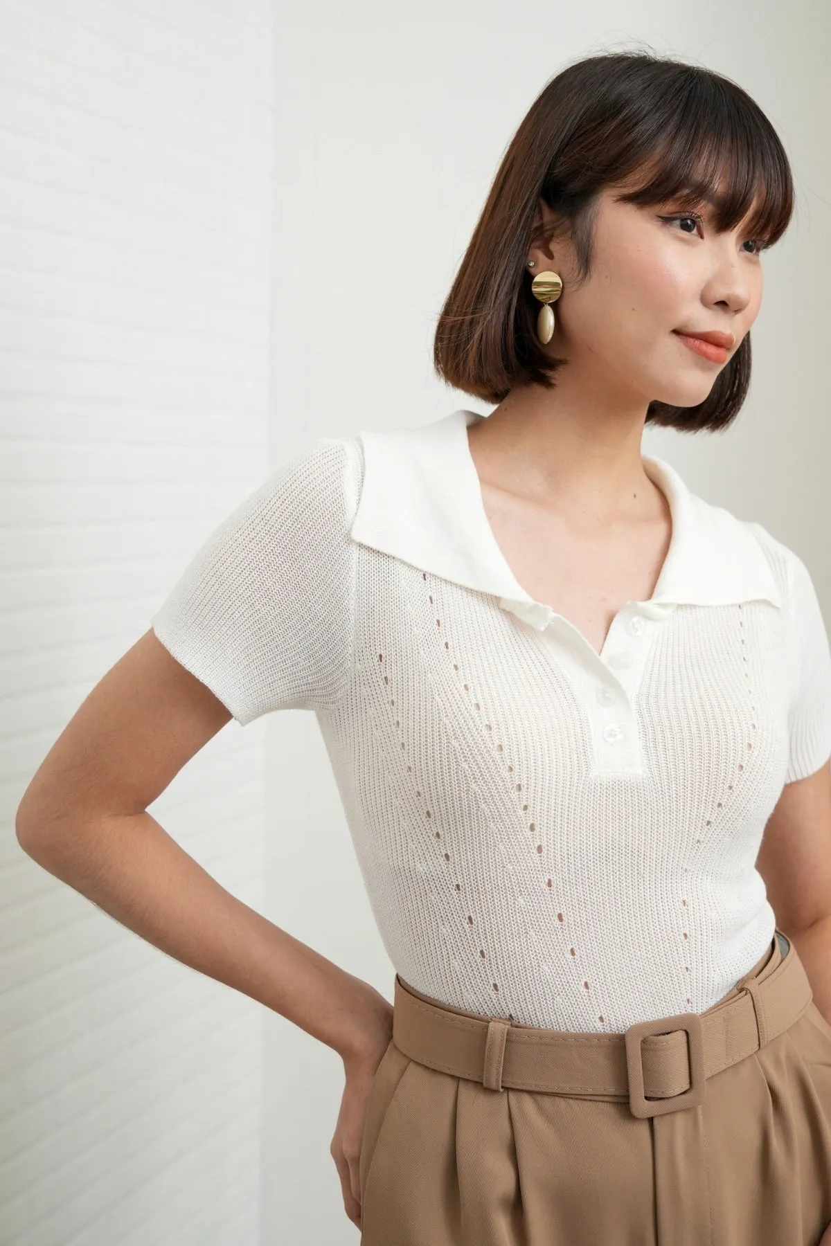 MARISSA Textured Knit Shirt (White)