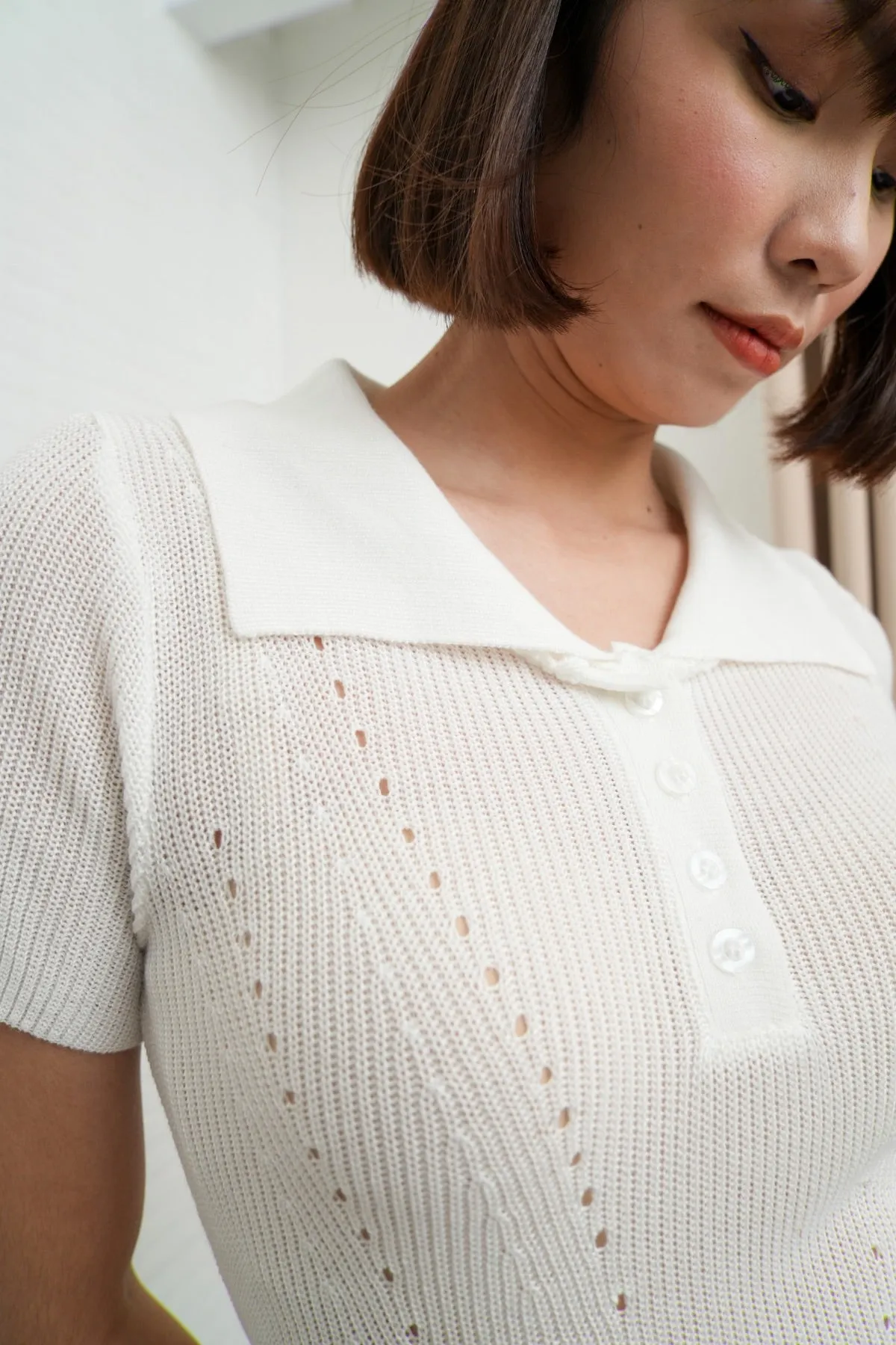 MARISSA Textured Knit Shirt (White)