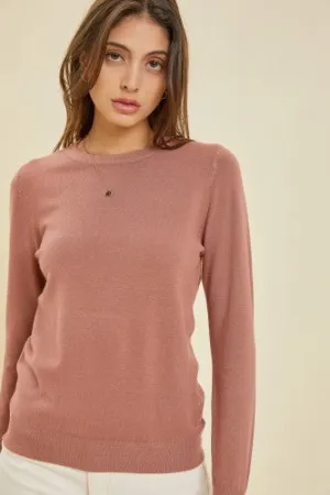 Marsala Classic Sweater with Ribbed Ends