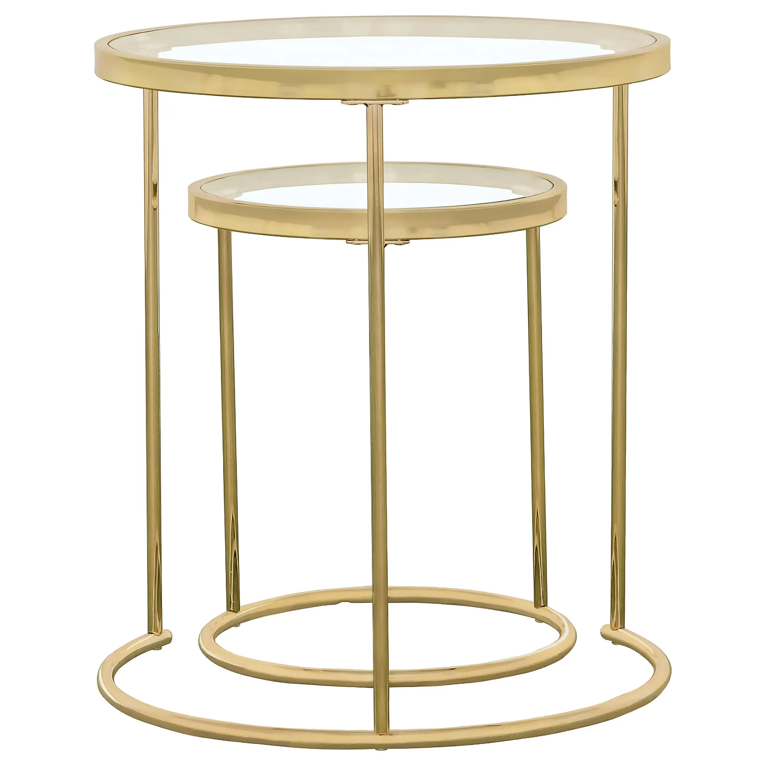 Maylin 2-piece Round Glass Top Nesting Table Set Gold