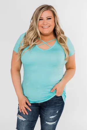 Meet Me Here Short Sleeve Top- Aqua