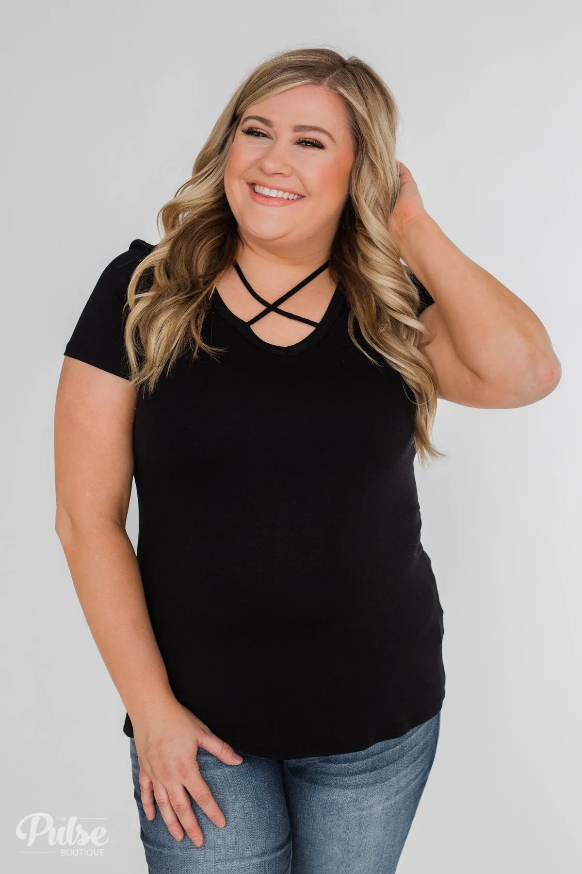 Meet Me Here Short Sleeve Top - Black