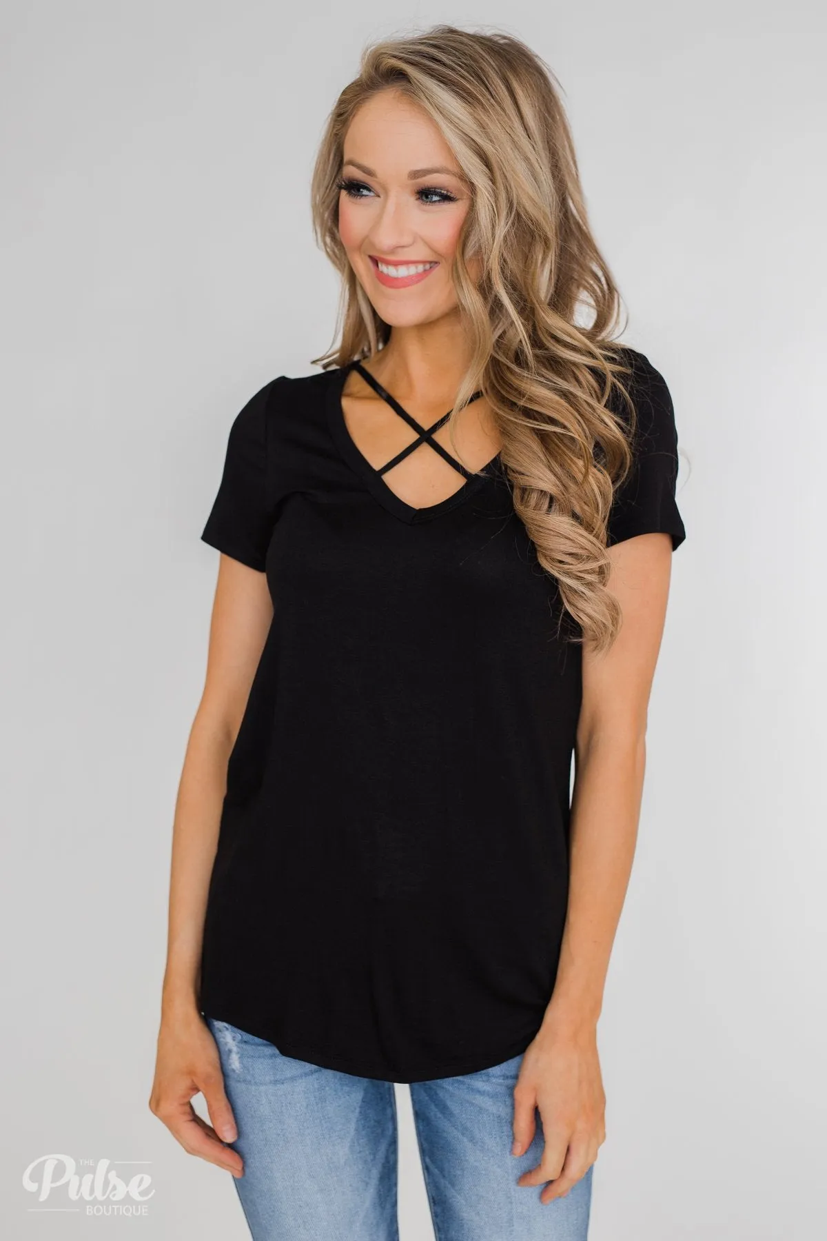 Meet Me Here Short Sleeve Top - Black